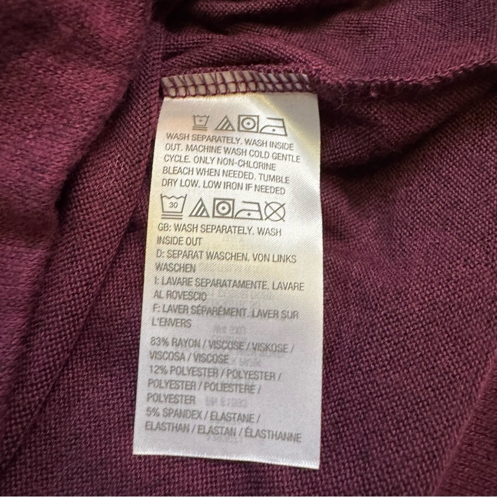 AnyBody Loungewear Womens Brushed Hacci Cold Shoulder Top in  Grape Wine Size XS - Picture 6 of 12